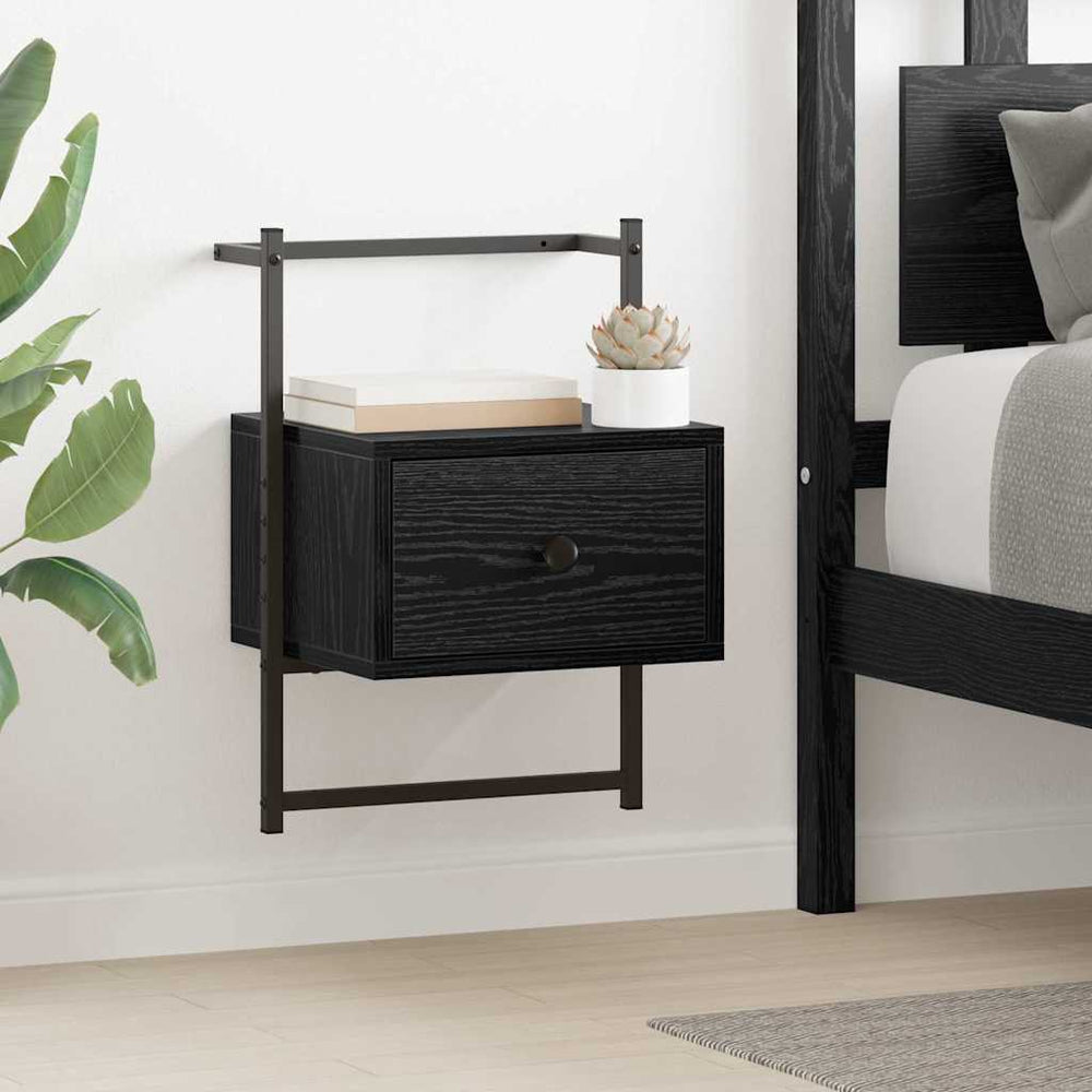 vidaXL Nightstand Black Oak Look 35 x 30 x 51 cm Engineered Wood