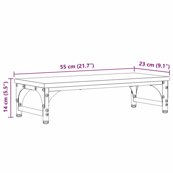 vidaXL Support d'écran Noir Effet Chêne 55 x 23 x 14 cm