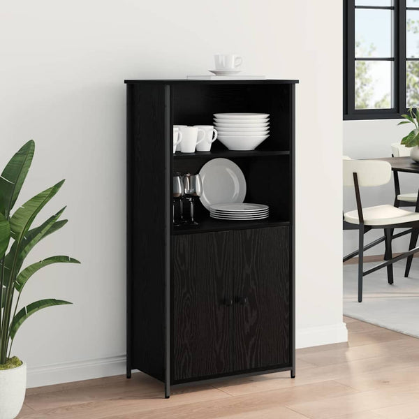 Highboard Schwarz Eichenoptik, 121,5 cm