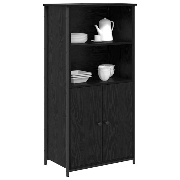 Highboard Schwarz Eichenoptik, 121,5 cm
