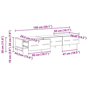 Schwarzer TV-Schrank Eichen-Optik, 150 cm