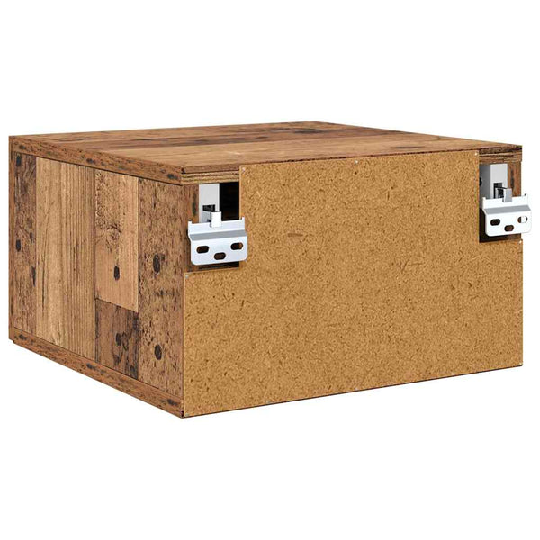 Nachttisch 2er Set Altholz Wandmontage
