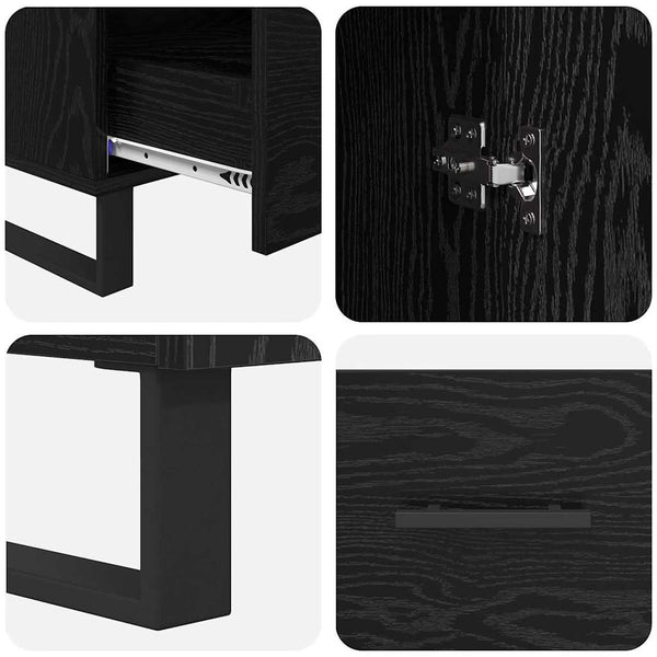 Highboard Schwarz Eichenoptik 115 cm