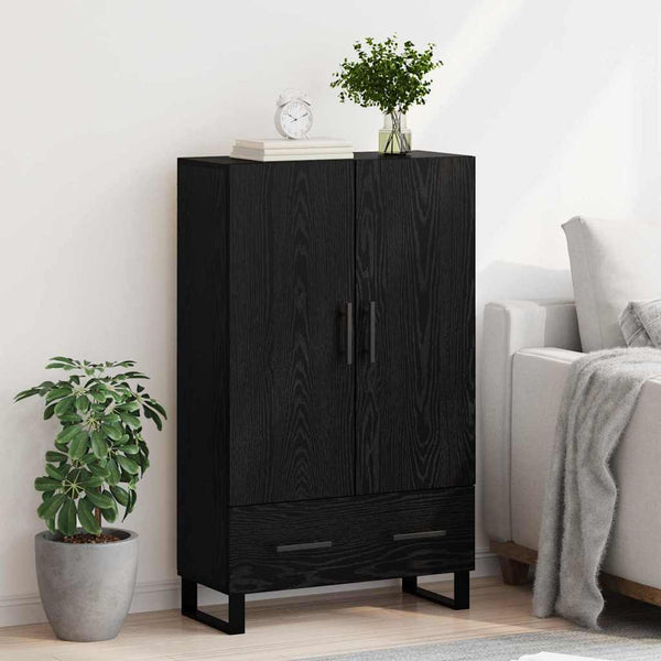 Highboard Schwarz Eichenoptik 115 cm