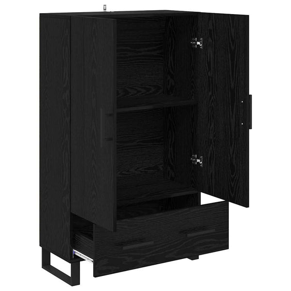 Highboard Schwarz Eichenoptik 115 cm