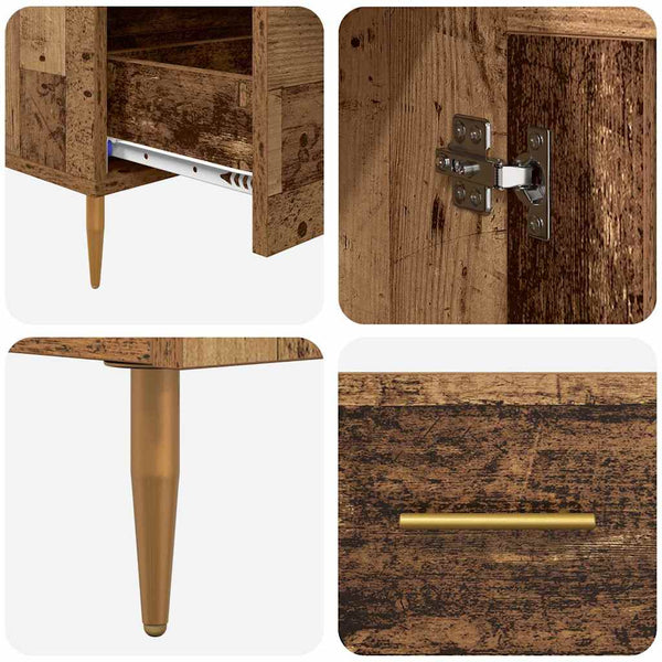 Highboard Altholz mit Glastüren, 115 cm