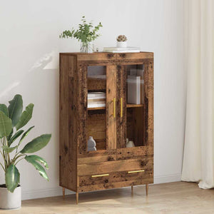 Highboard Altholz mit Glastüren, 115 cm