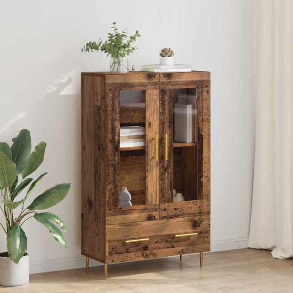 Highboard Altholz mit Glastüren, 115 cm