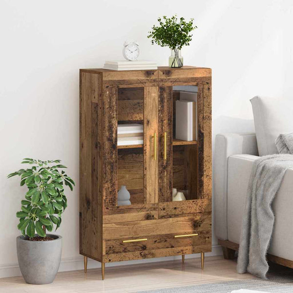 Highboard Altholz mit Glastüren, 115 cm