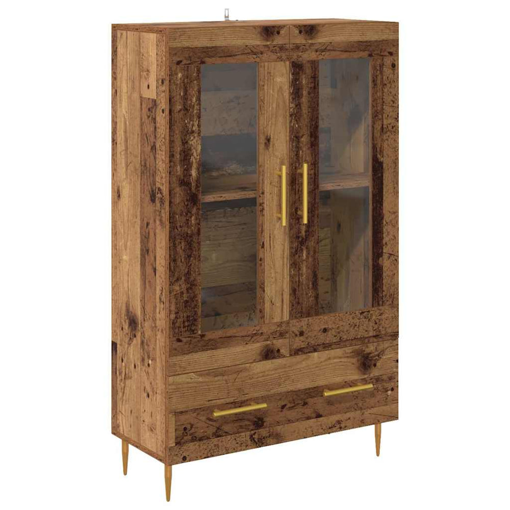 Highboard Altholz mit Glastüren, 115 cm