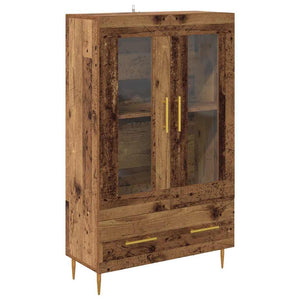 Highboard Altholz mit Glastüren, 115 cm