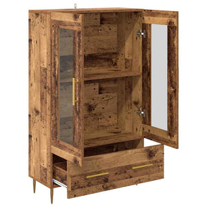 Highboard Altholz mit Glastüren, 115 cm
