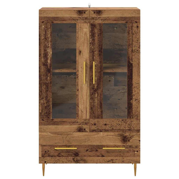 Highboard Altholz mit Glastüren, 115 cm