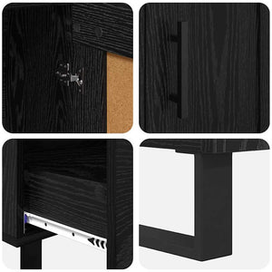 Highboard Schwarz Eichenoptik 115 cm