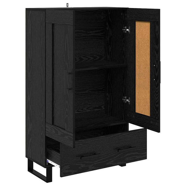 Highboard Schwarz Eichenoptik 115 cm