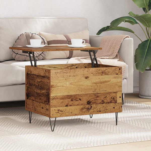 Couchtisch Altholz, Hebeplatte, Stauraum