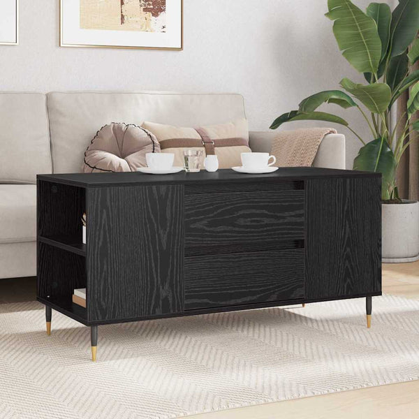 Schwarzer Couchtisch Eichenoptik 102 cm