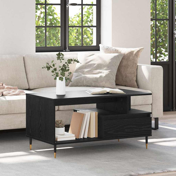 Couchtisch Schwarz Eichenoptik 90x49 cm