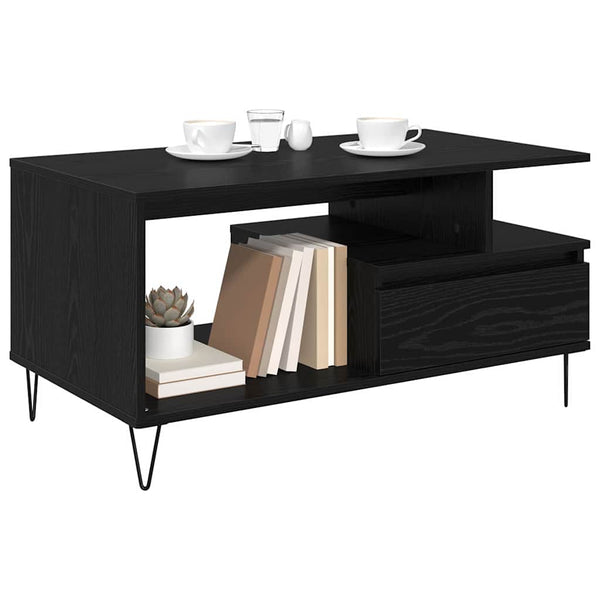 Couchtisch Schwarz Eichenoptik 90x49 cm