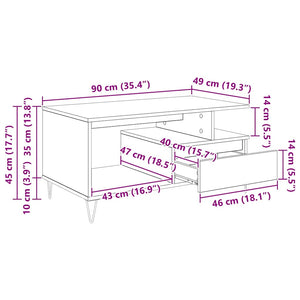 Couchtisch Schwarz Eichenoptik 90x49 cm