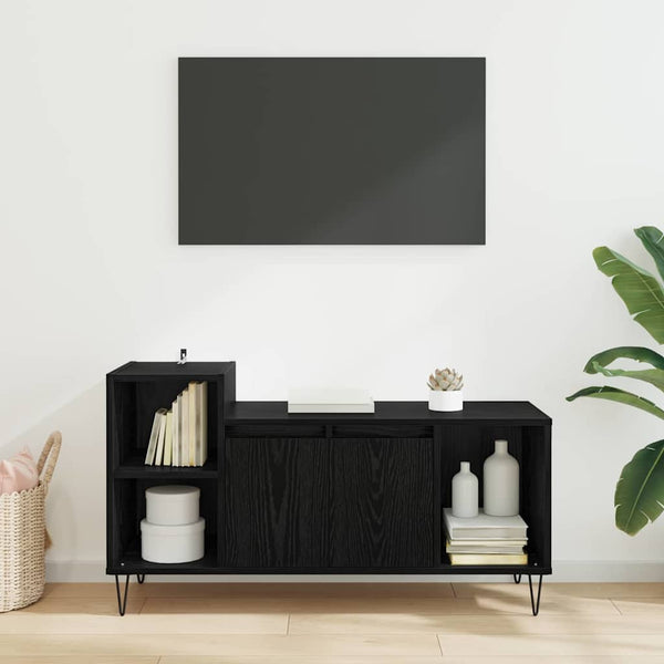 TV-Schrank Schwarz Eichenoptik 100 cm