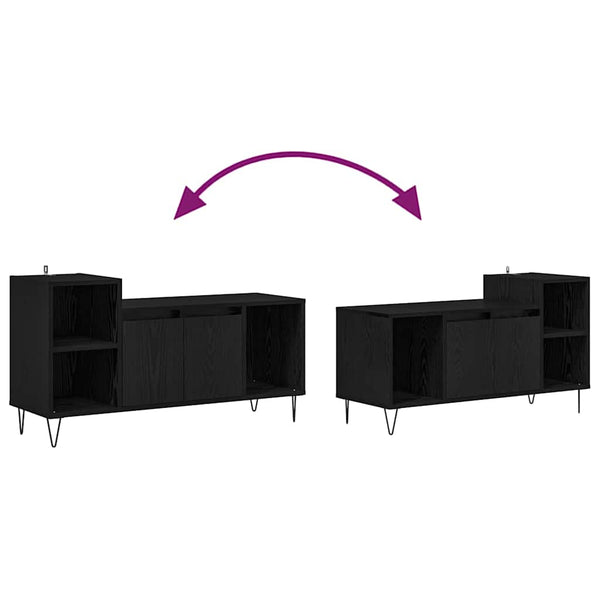 TV-Schrank Schwarz Eichenoptik 100 cm