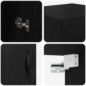 Wandschrank Schwarz Eichenoptik 34,5x34x90cm