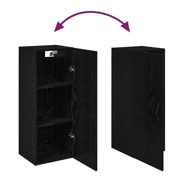 Wandschrank Schwarz Eichenoptik 34,5x34x90cm