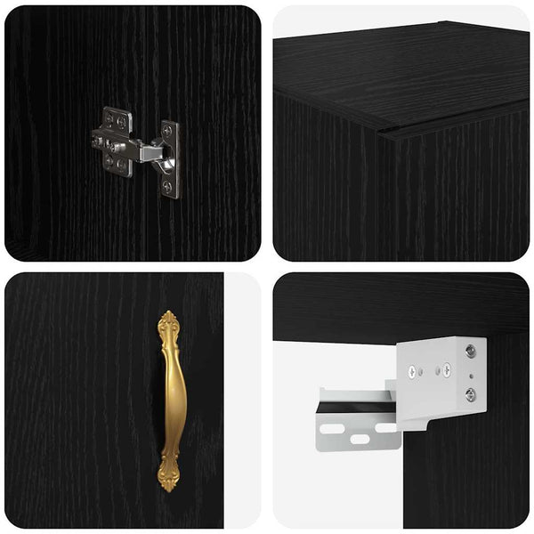 Wandschrank Schwarz Eichen-Optik 69,5 cm