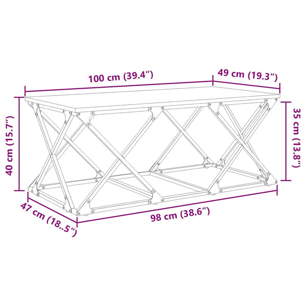 Schwarzer Couchtisch Eichenoptik 100 cm