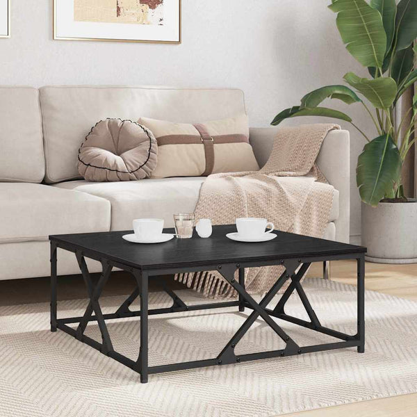 Schwarzer Couchtisch Eichenoptik 70x70 cm
