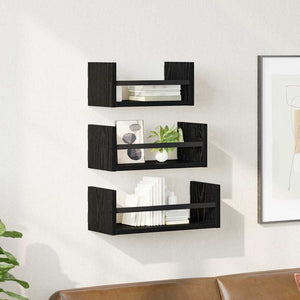 Wandregal Set 3-teilig Schwarz Eiche 40cm