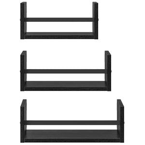 Wandregal Set 3-teilig Schwarz Eiche 40cm