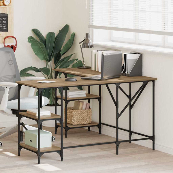 Schreibtisch Artisan Eiche L-Form mit Regalen