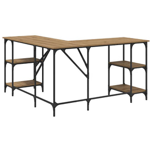 Schreibtisch Artisan Eiche L-Form mit Regalen