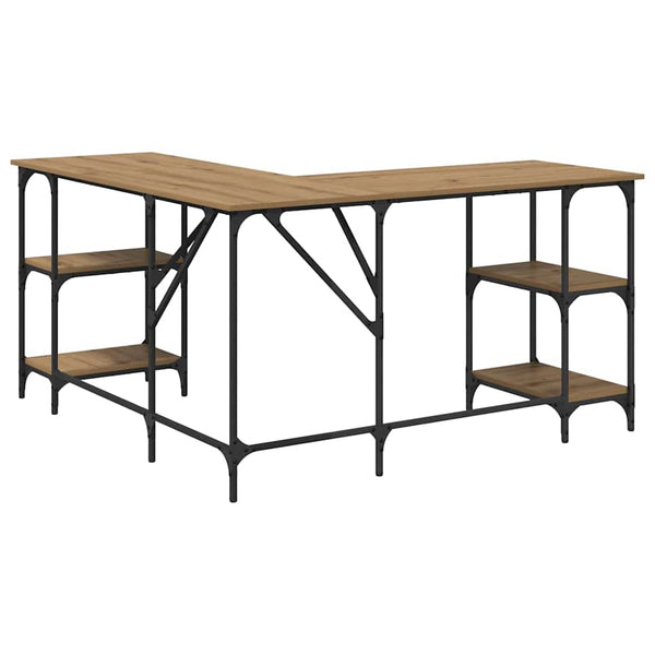 Schreibtisch Artisan Eiche L-Form mit Regalen