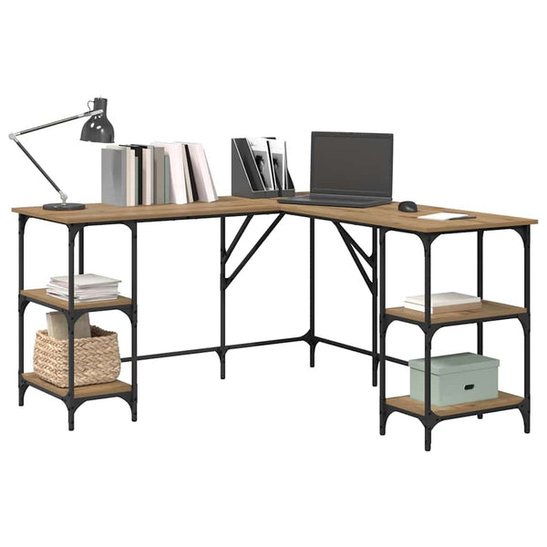 Schreibtisch Artisan Eiche L-Form mit Regalen