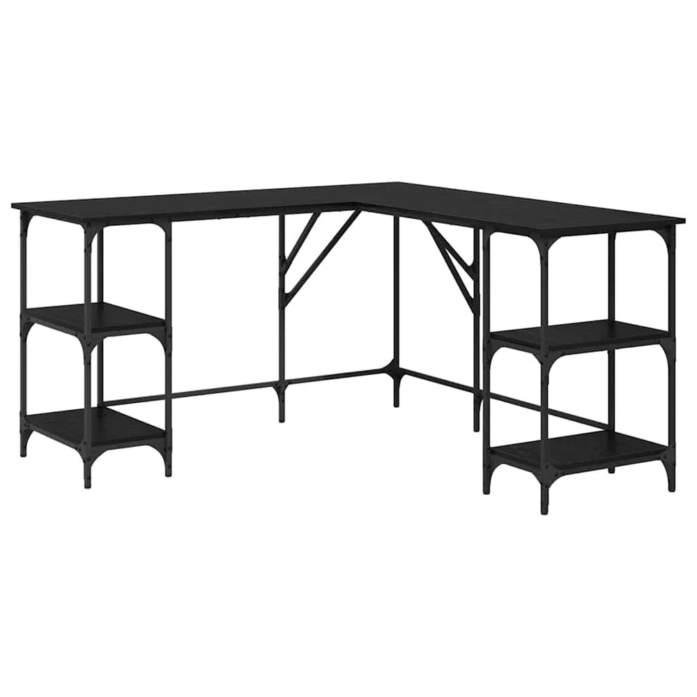 L-förmiger Schreibtisch, Eichen-Optik, Schwarz, 139cm