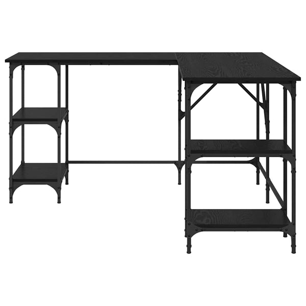 L-förmiger Schreibtisch, Eichen-Optik, Schwarz, 139cm