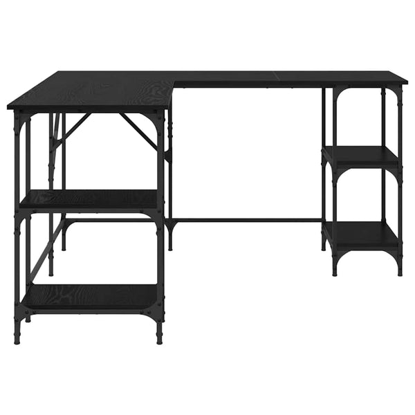 L-förmiger Schreibtisch, Eichen-Optik, Schwarz, 139cm