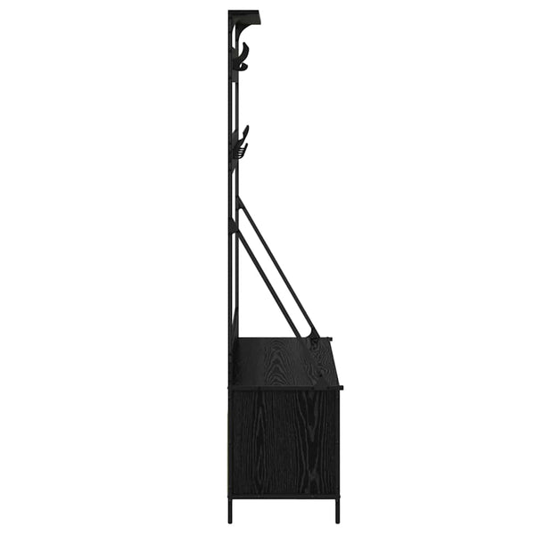 Kleiderständer mit Regal Schwarz Eiche 184cm