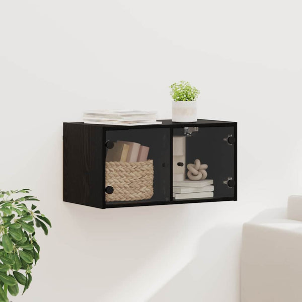 Wandschrank Schwarz Eichen-Optik 68x37x35 cm