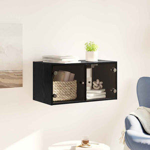 Wandschrank Schwarz Eichen-Optik 68x37x35 cm