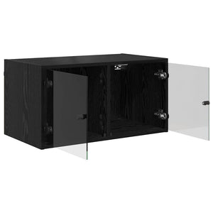 Wandschrank Schwarz Eichen-Optik 68x37x35 cm
