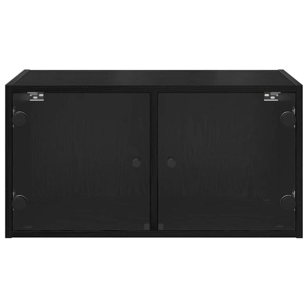 Wandschrank Schwarz Eichen-Optik 68x37x35 cm