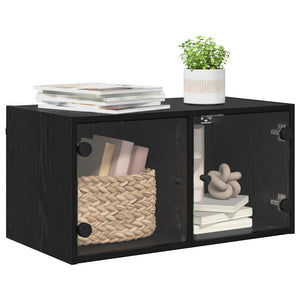Wandschrank Schwarz Eichen-Optik 68x37x35 cm