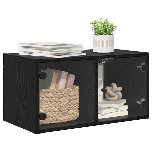 Wandschrank Schwarz Eichen-Optik 68x37x35 cm