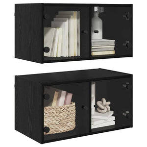 Wandschränke 2er Set, Schwarz Eichen-Optik