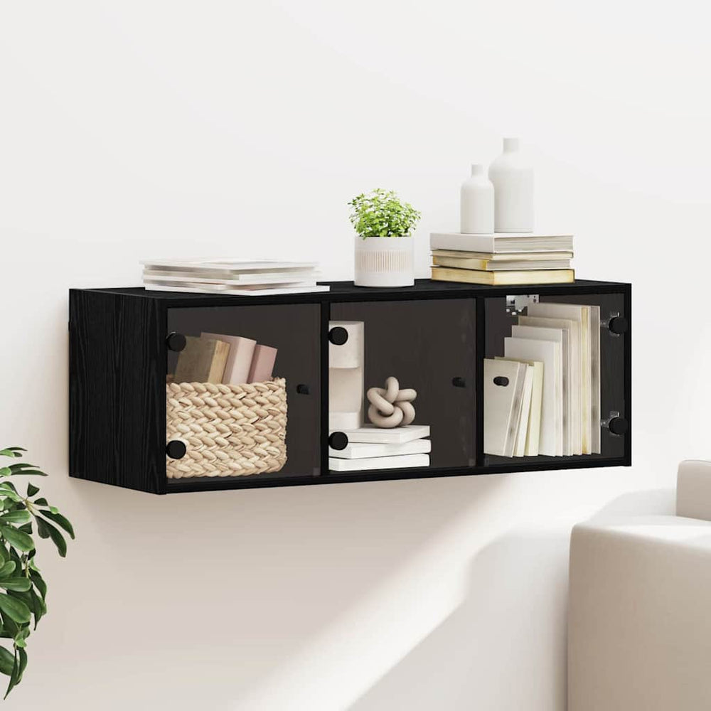 Wandschrank Schwarz Eichenoptik 102x37x35cm
