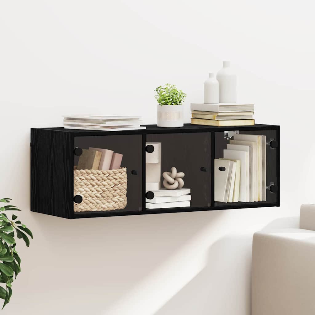Wandschrank Schwarz Eichenoptik 102x37x35cm